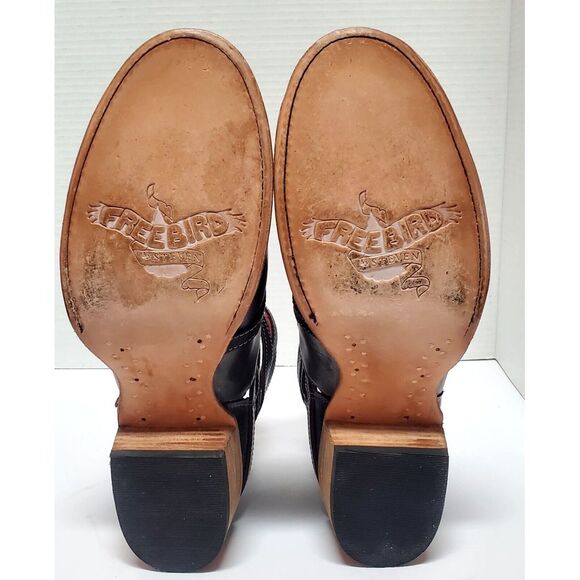 Freebird Boots Booties by Steven 10 Style Stair Black Distressed Leather 98885 - Picture 14 of 15